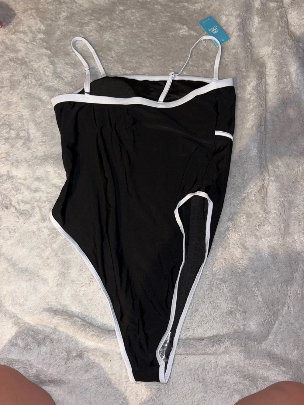 Cupshe Black One-Piece Swimsuit with White Trim